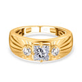 Moissanit Ring, 925 Silber Gelbgold Vermeil (Größe 16.00) ca. 0.88 ct