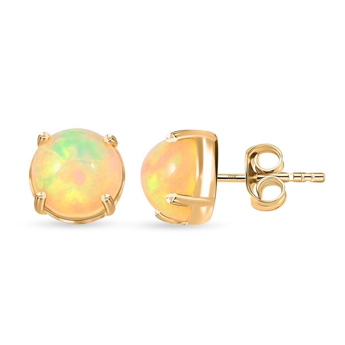 AAA Natürlicher, äthiopischer Welo Opal Ohrringe, AGI zertifiziert und geprüft, 417 Gold ca. 2,65 ct.