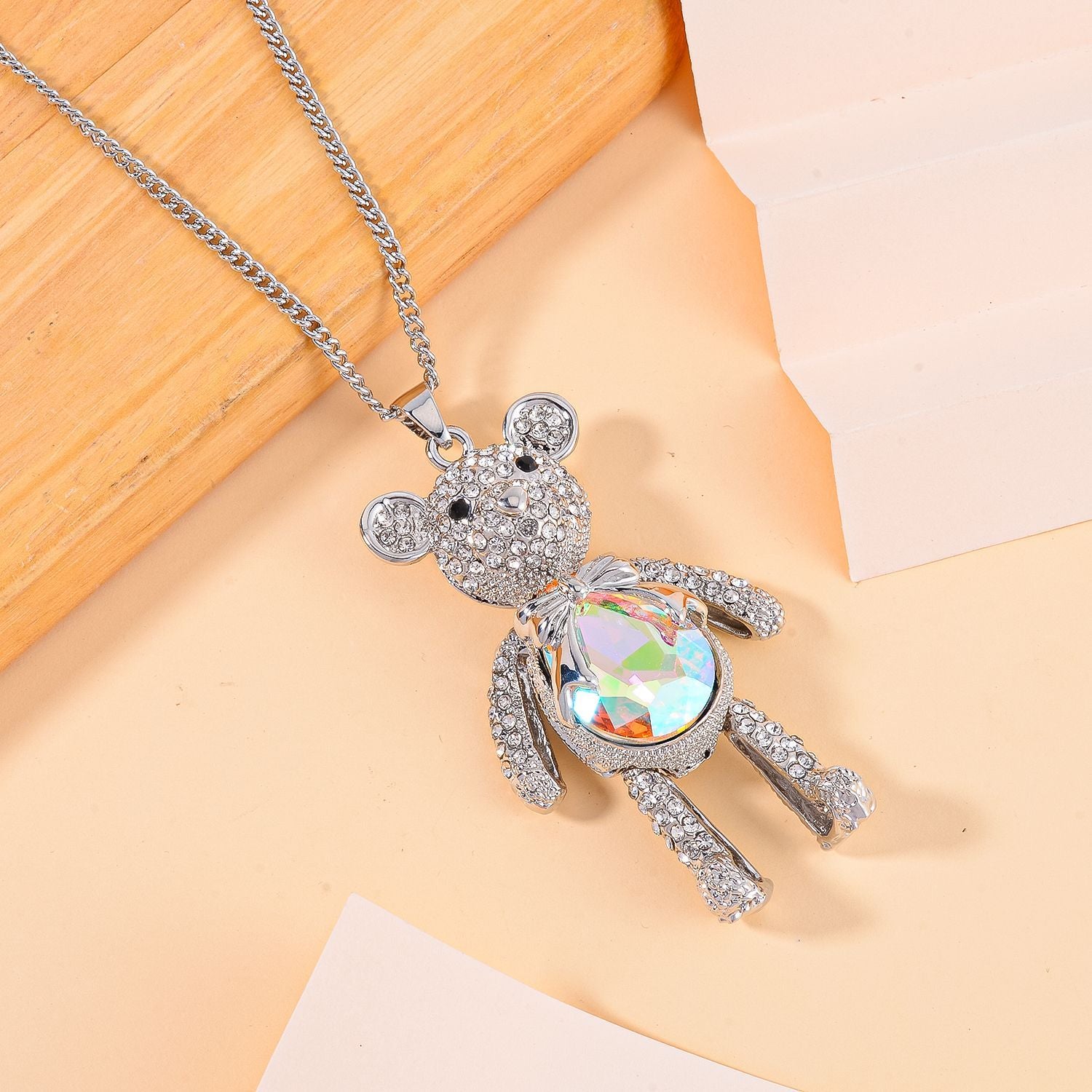 Kristall Halskette ca. 60 cm + 5 cm Extender, Reine Legierung