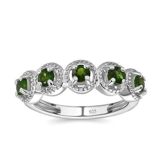Natürlicher Chromdiopsid Ring, 925 Silber platiniert, ca. 0.72 ct