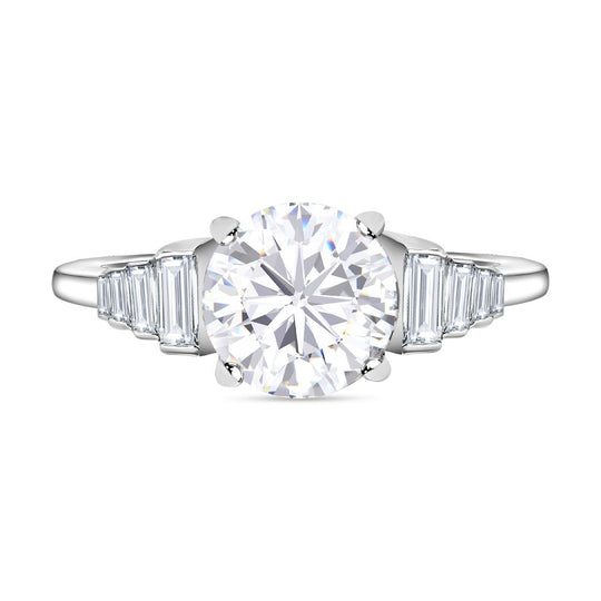 Moissanit Ring, 925 Silber platiniert, (Größe 21.00), ca. 2.54 ct