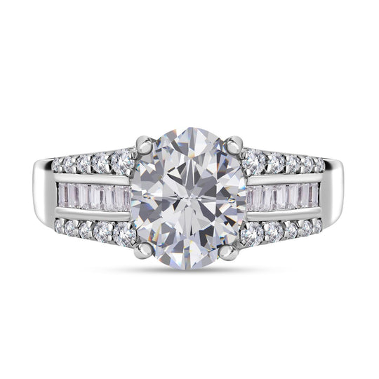 Moissanit Ring, 925 Silber platiniert (Größe 18.00) ca. 3.21 ct