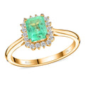 Iliana AAA Kolumbianischer Smaragd, Weißer Diamant Ring 750 Gold (Größe 17.00) ca. 1,55 ct