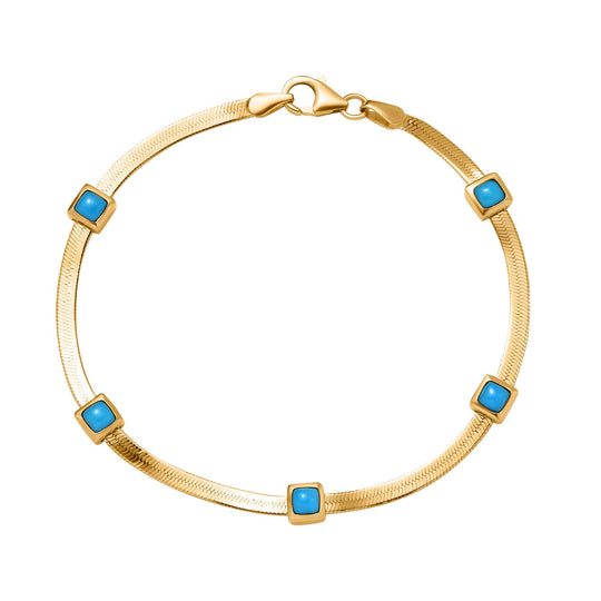 AA Sleeping Beauty Türkis Armband ca. 19 cm 925 Silber Gelbgold Vermeil ca. 1.71 ct