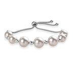 Kristall aus weißer Perle (12 mm) Armband ca. 26.75 cm 316L Edelstahl