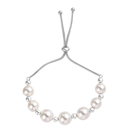 Kristall aus weißer Perle (12 mm) Armband ca. 26.75 cm 316L Edelstahl