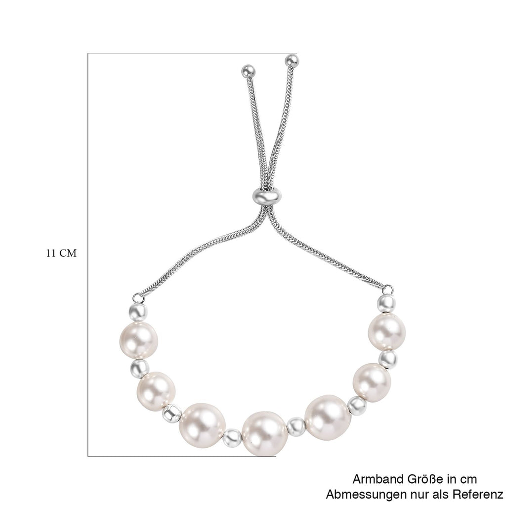 Kristall aus weißer Perle (12 mm) Armband ca. 26.75 cm 316L Edelstahl