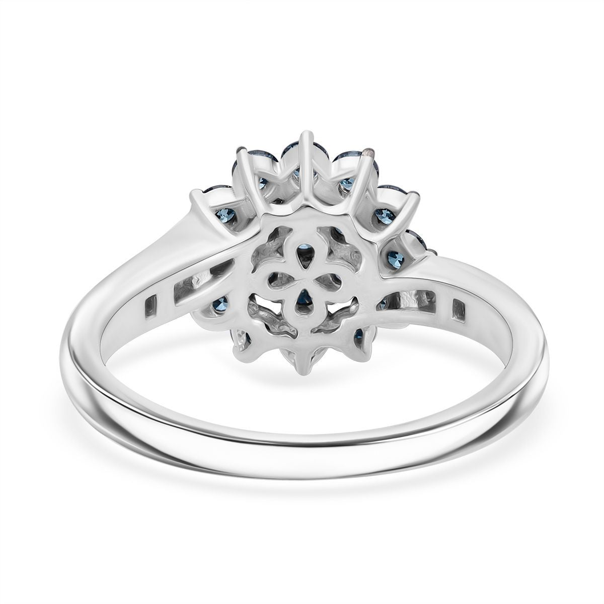 LUXURIANT DIAMOND- SGL zertifizierter SI-GH Labor blauer und weißer Diamant Ring und Ohrringe