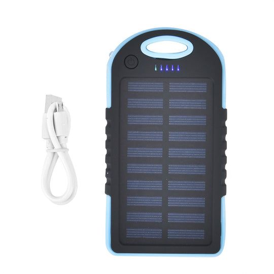 Multifunktionale Solar-Powerbank mit LED-Taschenlampe und Leistungsanzeige, 5000 Mah, USB- und Micro-USB-Anschluss, Rosa
