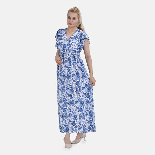 Maxikleid mit gesmokter Taille und Flatterärmeln, Größe 35x125cm, gelb