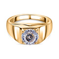 120 Facetten Moissanit Ring, 925 Silber Gelbgold Vermeil (Größe 17.00) ca. 1.44 ct