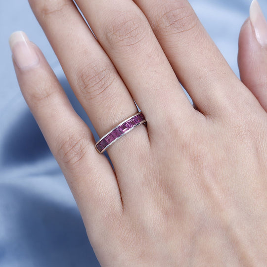 Natürlicher Rhodolith Granat Ring, 925 Silber platiniert, ca. 1.73 ct