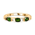 Natürlicher Chromdiopsid, Weißer Zirkon Ringe 925 Silber Gelbgold Vermeil (Größe 16.00) ca. 0,84 ct