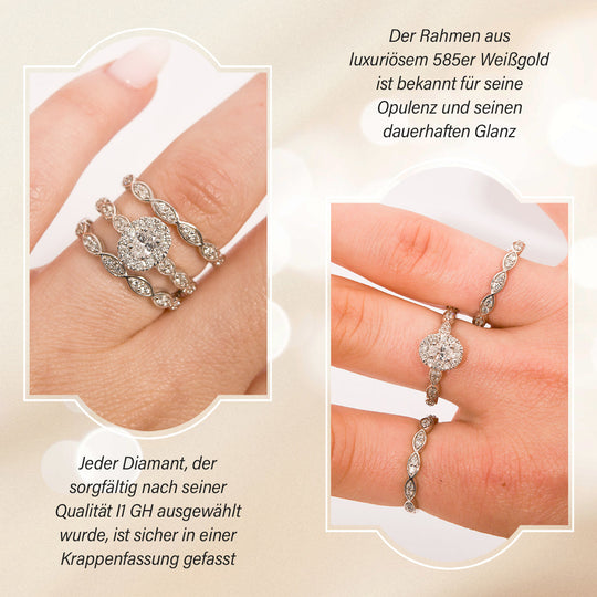 New York Kollektion - 3er Set Weißer Diamant I1 GH Ring 585 Weißgold (Größe 17.00) ca. 1.00 ct