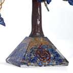 Lapislazuli-Energiebaum mit 230 Edelsteinblättern und Edelsteinpyramidensockel, 23 cm, Lapislazuli