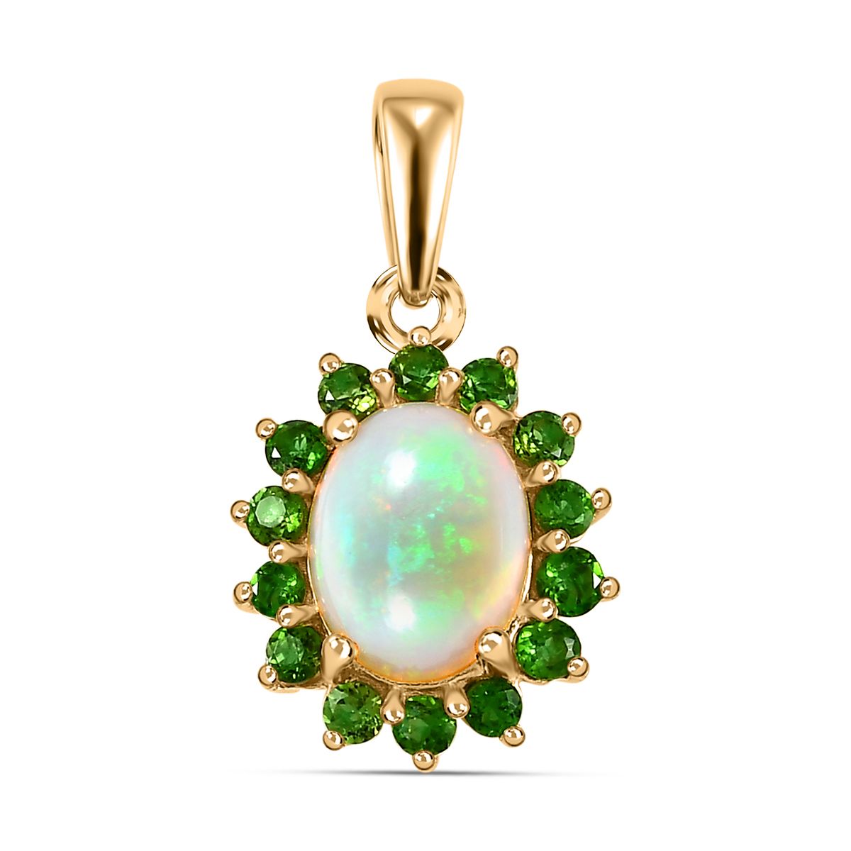 AA natürlicher, äthiopischer Welo Opal und Chromdiopsid Ring und Anhänger