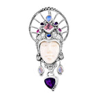 Afrikanischer Amethyst, Rosenquarz Anhänger 925 Silber ca. 7,81 ct.