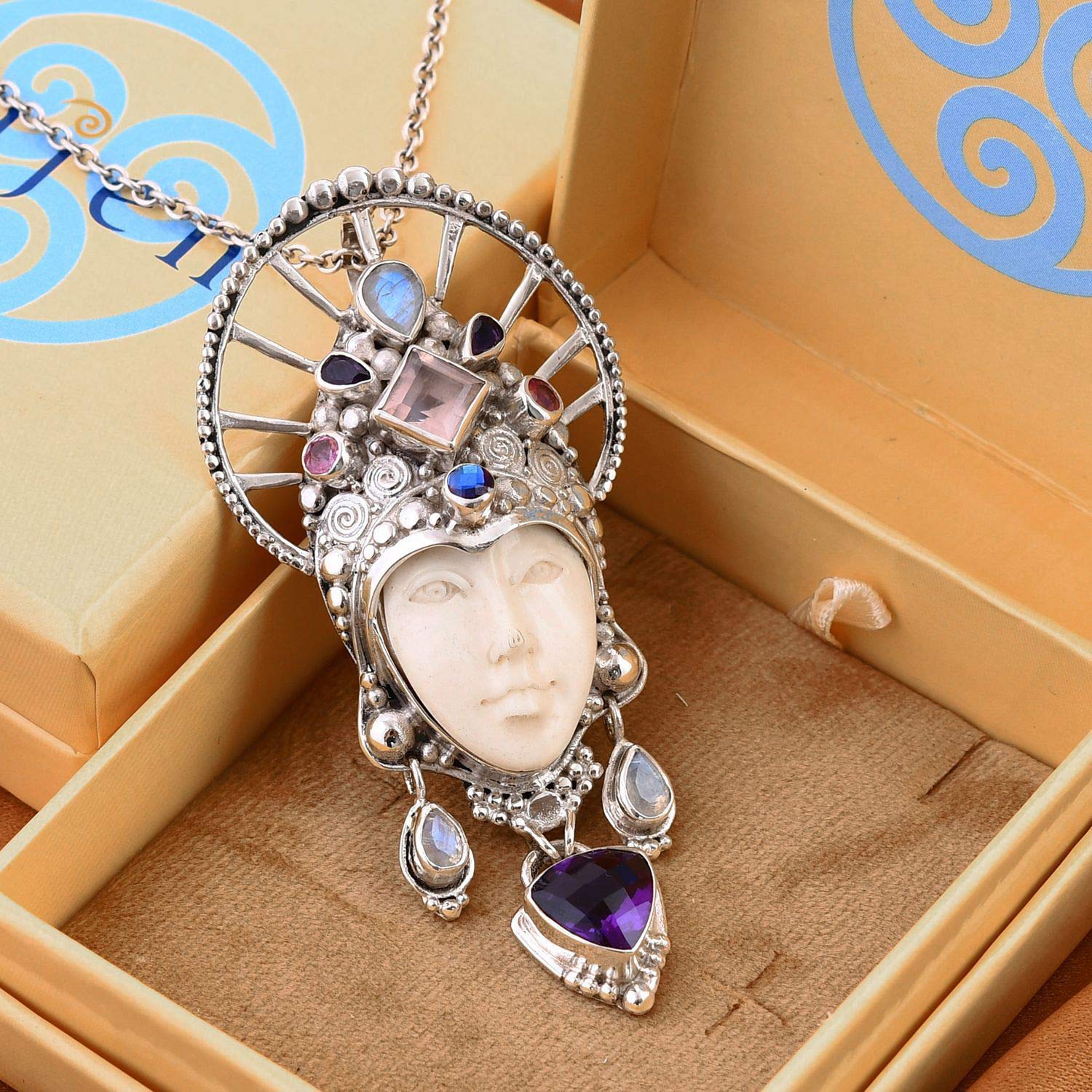 Afrikanischer Amethyst, Rosenquarz Anhänger 925 Silber ca. 7,81 ct.