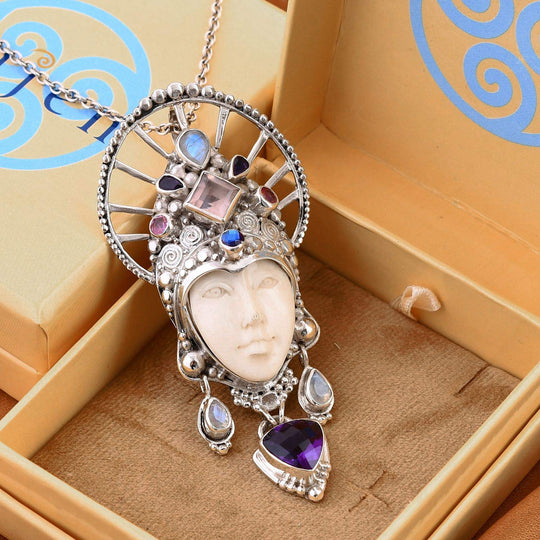 Afrikanischer Amethyst, Rosenquarz Anhänger 925 Silber ca. 7,81 ct.