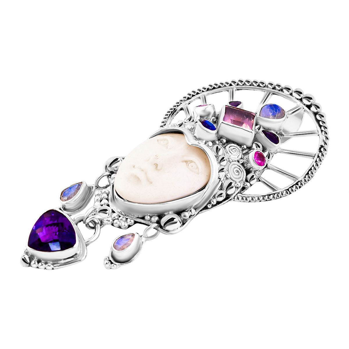 Afrikanischer Amethyst, Rosenquarz Anhänger 925 Silber ca. 7,81 ct.