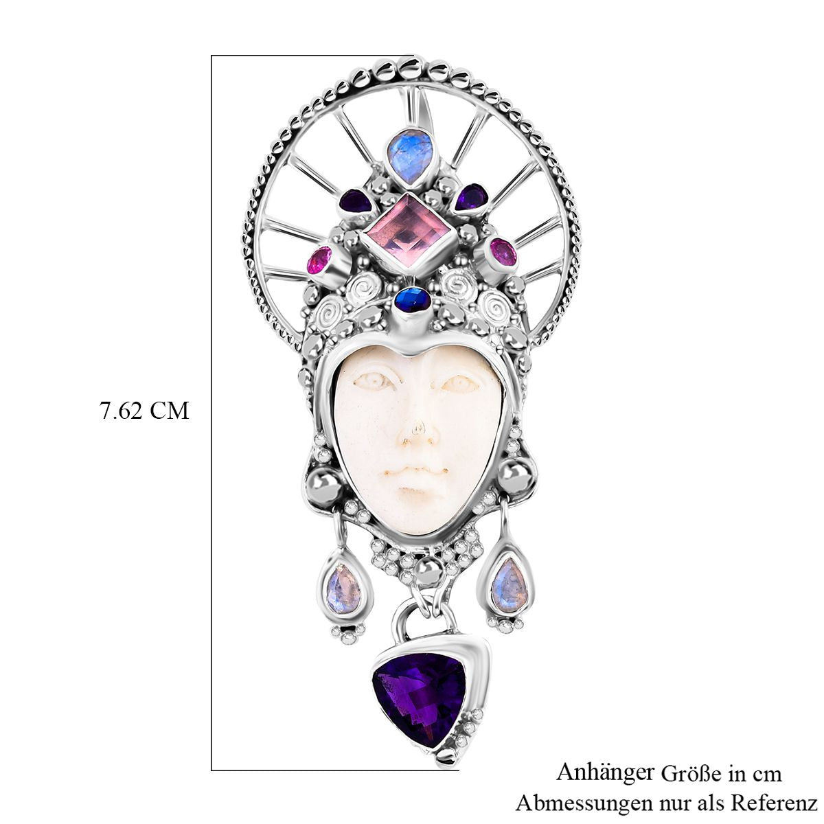 Afrikanischer Amethyst, Rosenquarz Anhänger 925 Silber ca. 7,81 ct.
