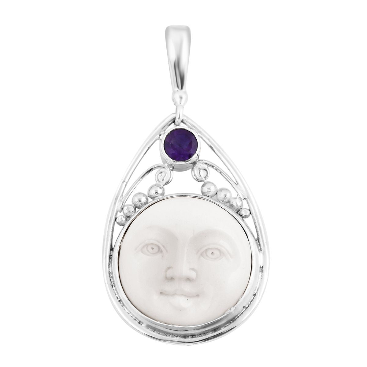 Himmelblauer Topas, Afrikanischer Amethyst Anhänger 925 Silber ca. 1,20 ct.