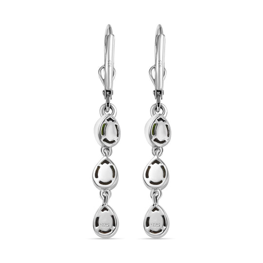 Natürlicher Chromdiopsid Ohrringe 925 Silber platiniert ca. 1.04 ct