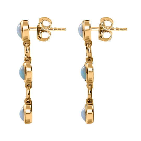 AA Natürlicher, äthiopischer Welo Opal Ohrringe 925 Silber Gelbgold Vermeil ca. 1,57 ct.