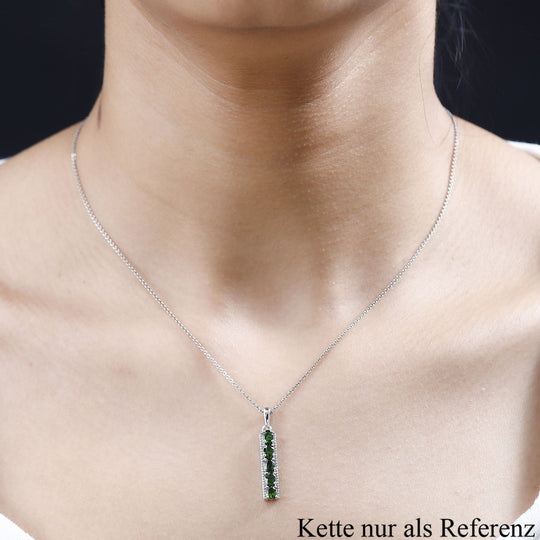 Natürlicher Chromdiopsid Anhänger 925 Silber platiniert ca. 0,98 ct.