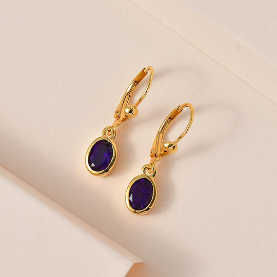 Natürliche, AA Marokkanischer Amethyst Ohrringe, 925 Silber Gelbgold Vermeil ca. 1.46 ct