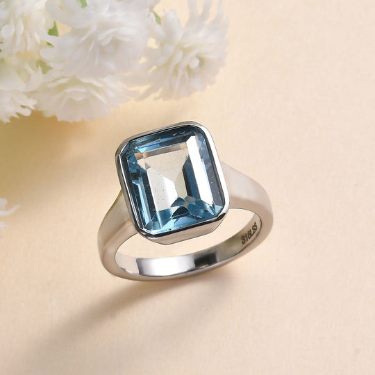 Himmelblauer Topas Ring, Edelstahl, , ca. 5.29 ct