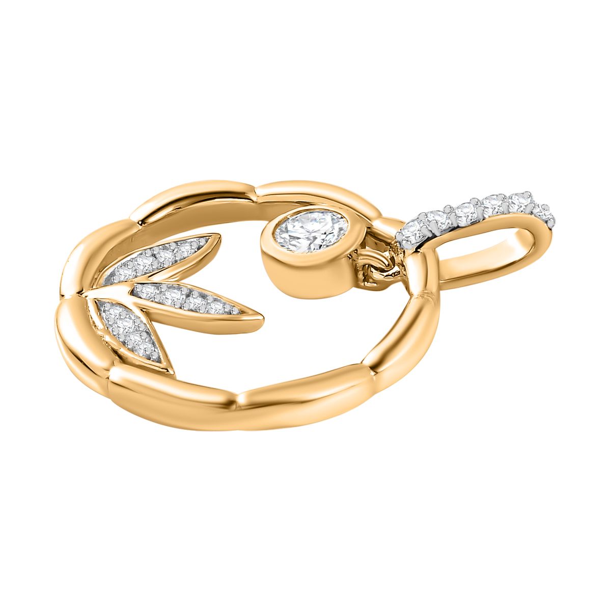 Moissanit Anhänger 925 Silber Gelbgold Vermeil ca. 0.41 ct
