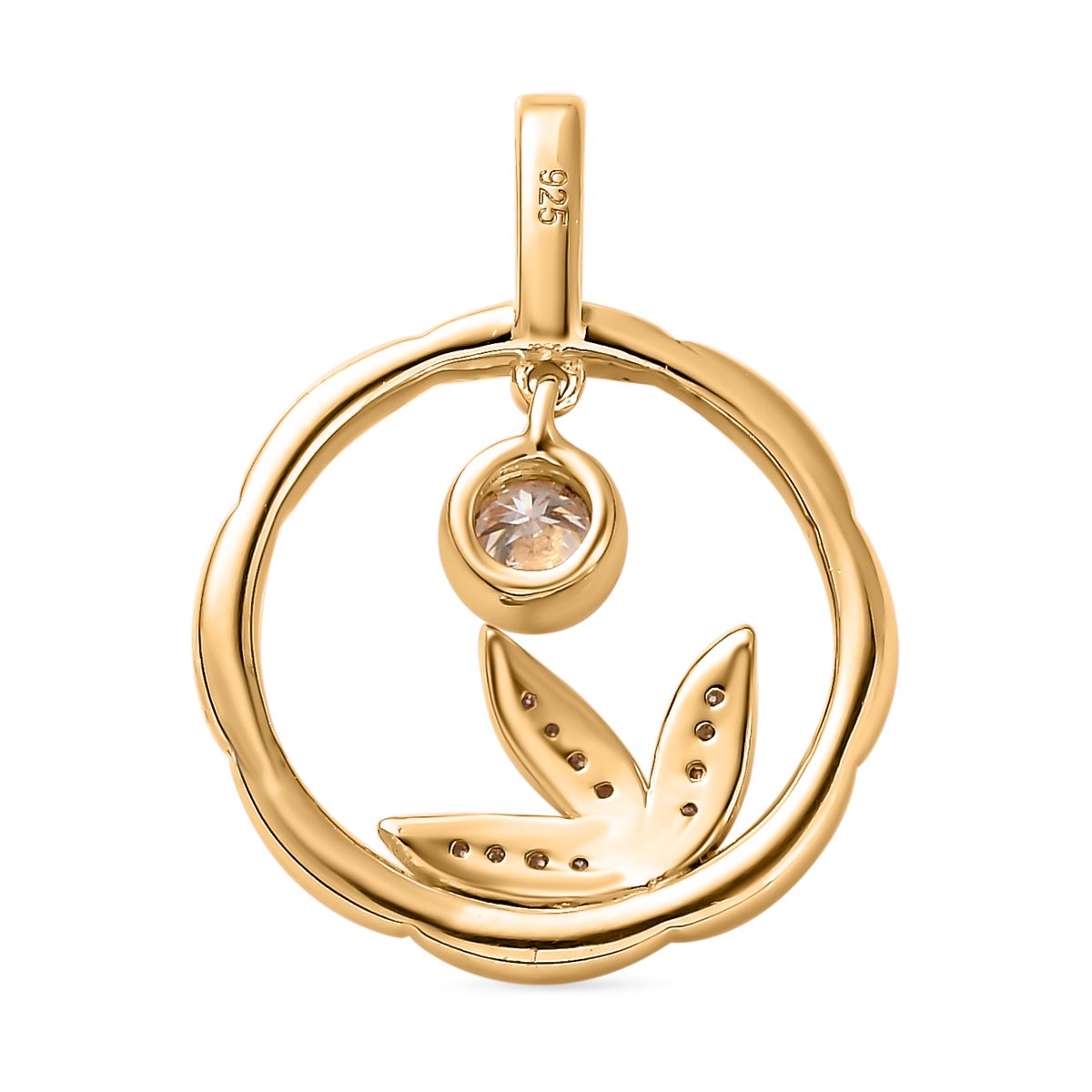 Moissanit Anhänger 925 Silber Gelbgold Vermeil ca. 0.41 ct