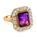 AAA Marokkanischer Amethyst, Weißer Zirkon Ring 925 Silber Gelbgold Vermeil (Größe 17.00) ca. 6,32 ct