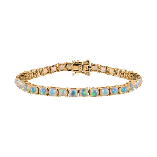 AA Natürliches, äthiopisches Welo Opal Armband, ca. 20 cm 925 Silber Gelbgold Vermeil ca. 9.66 ct