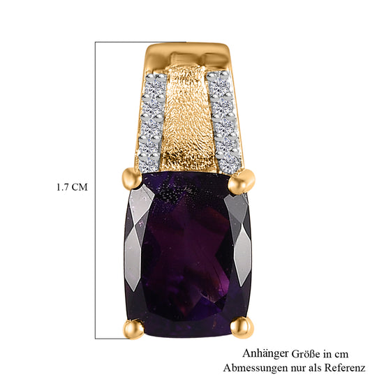 AAA Marokkanischer Amethyst, Weißer Zirkon Anhänger, 925 Silber Gelbgold Vermeil, ca. 2.42 ct