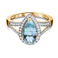 AAA Santamaria Aquamarin, Weißer Diamant Ring 585 Gold (Größe 18.00) ca. 2,51 ct