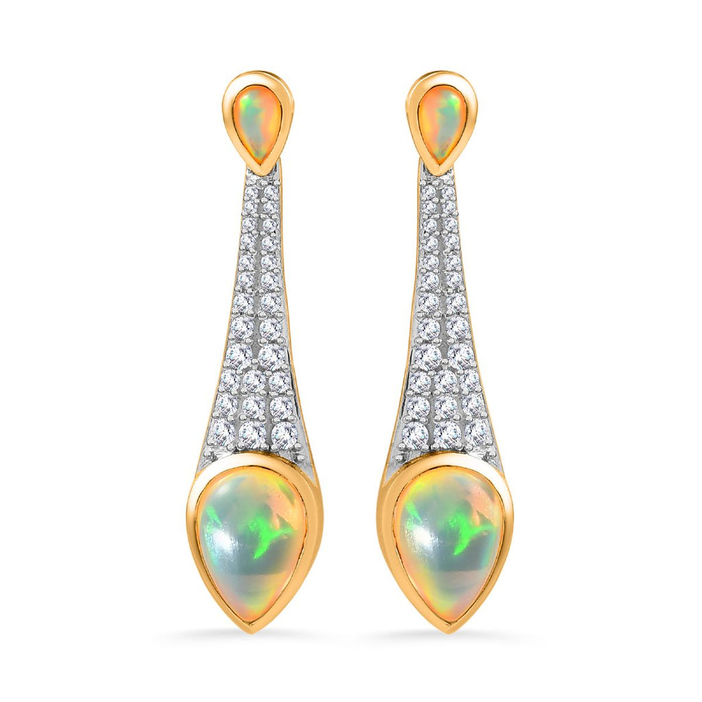 AA Natürlicher, äthiopischer Welo Opal Ohrringe 925 Silber Gelbgold Vermeil ca. 3,57 ct.