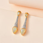 AA Natürlicher, äthiopischer Welo Opal Ohrringe 925 Silber Gelbgold Vermeil ca. 3,57 ct.