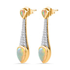 AA Natürlicher, äthiopischer Welo Opal Ohrringe 925 Silber Gelbgold Vermeil ca. 3,57 ct.