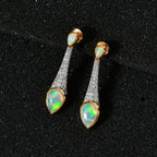 AA Natürlicher, äthiopischer Welo Opal Ohrringe 925 Silber Gelbgold Vermeil ca. 3,57 ct.