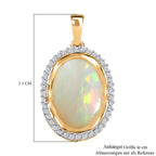 AAA Natürlicher, äthiopischer Welo Opal, Weißer Zirkon Anhänger 925 Silber Gelbgold Vermeil ca. 4,57 ct.