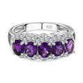 AA Marokkanischer Amethyst, Weißer Zirkon Ring 925 Silber platiniert (Größe 17.00) ca. 2,13 ct