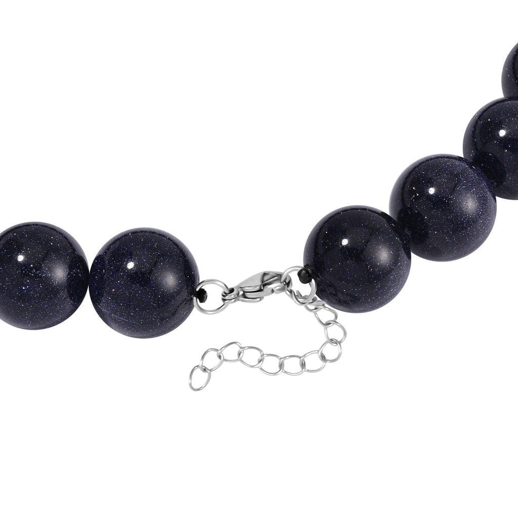 Blauer Sandstein flexiblel Halskette, Reiner Edelstahl ca. 1110.00 ct