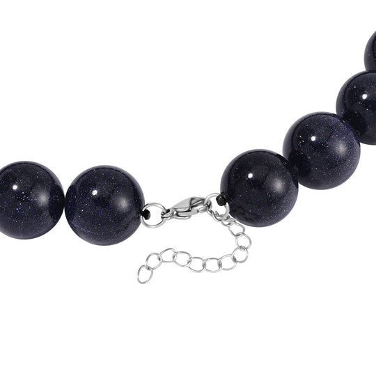 Blauer Sandstein flexiblel Halskette, Reiner Edelstahl ca. 1110.00 ct