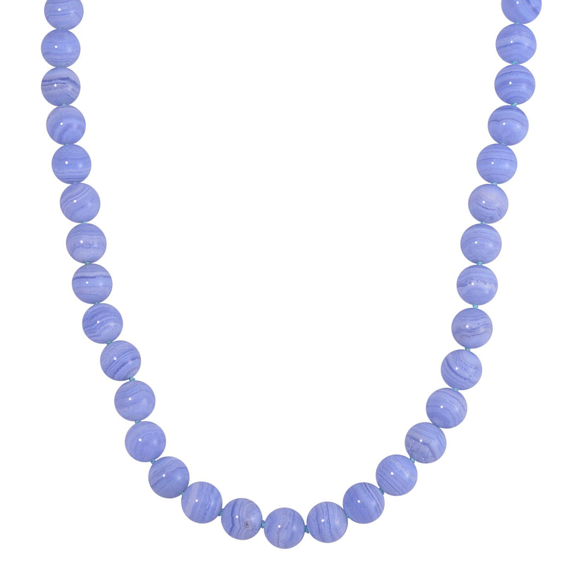 Blauer Spitze-Achat Halskette ca. 50 cm 925 Silber ca. 517,75 ct.