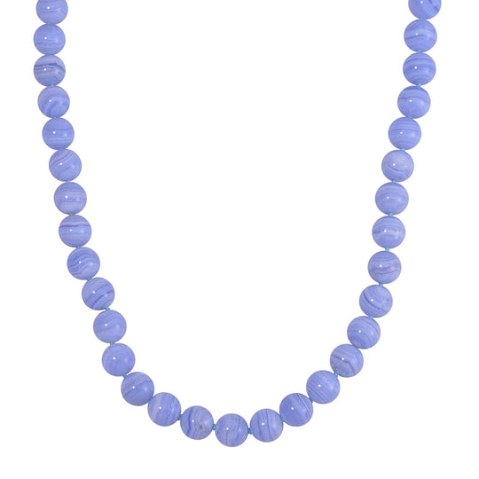 Blauer Spitze-Achat Halskette ca. 50 cm 925 Silber ca. 517,75 ct.