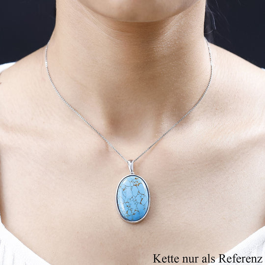Blaues Türkis Anhänger 925 Silber rhodiniert ca. 26,60 ct.