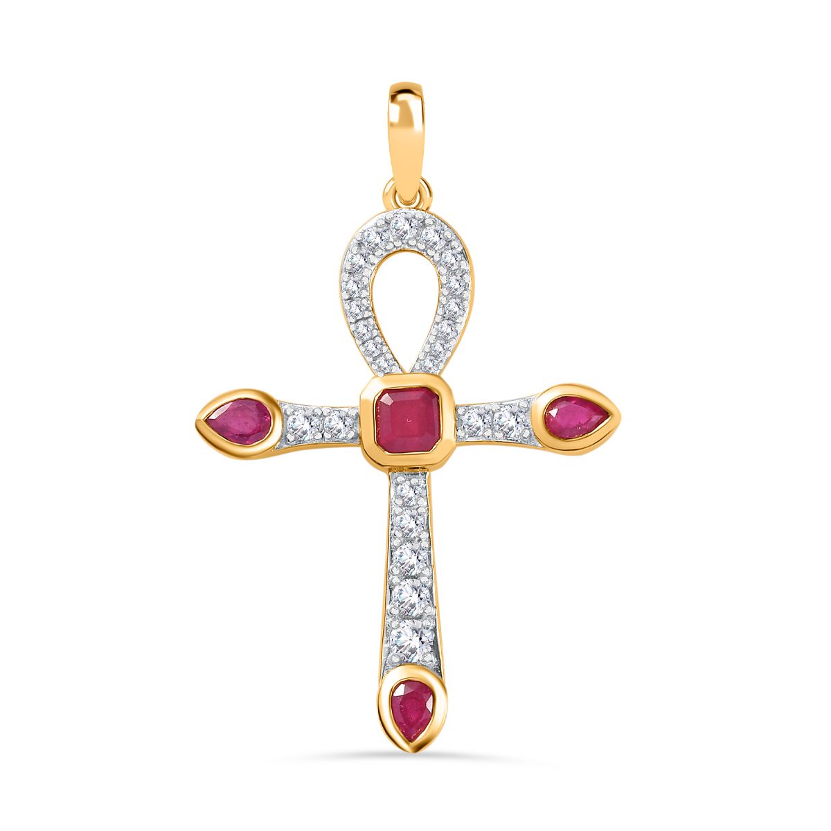 Giuseppe Perez Afrikanischer Rubin (Fissure gefüllt) Anhänger 925 Silber Gelbgold Vermeil ca. 1,78 ct.