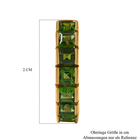AA Natürliche Chromdiopsid Ohrringe, 925 Silber Gelbgold Vermeil, ca. 2.24 ct